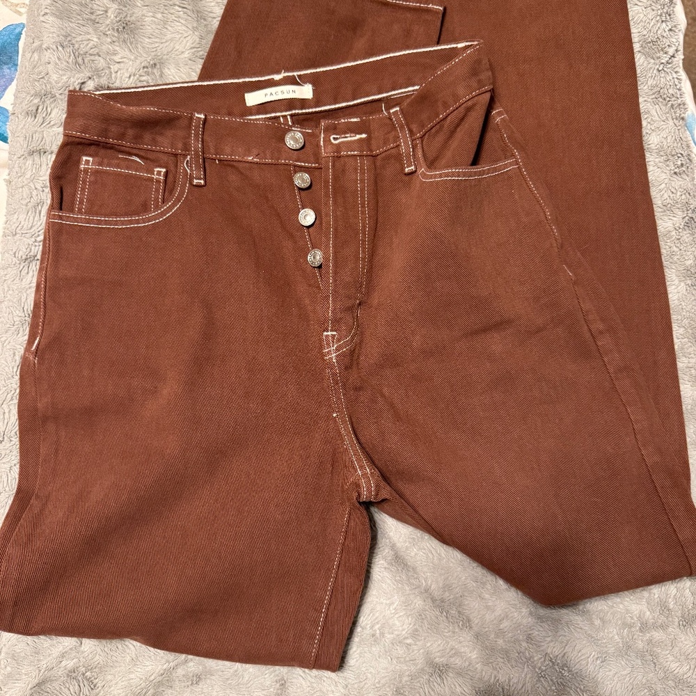 Women’s PacSun Brown Contrast Stitch Jeans